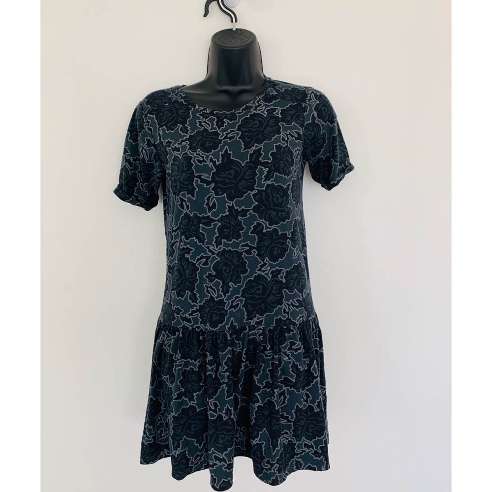 Topshop grey black floral babydoll dress
